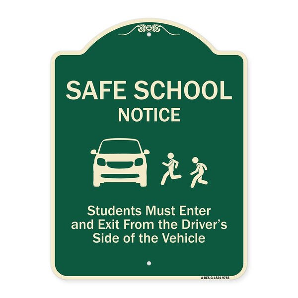 Designer Series-Safe School Students Must Enter And Exit From Driver Si, 18" L, 24" H, G-1824-9755